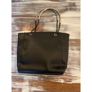 Borsani Black Handbag with Metal Accents on Strap